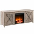Hudson & Canal Henn  Hart  Granger Gray Oak TV Stand with Log Fireplace Insert - 24 x 58 x 15 in. TV0672